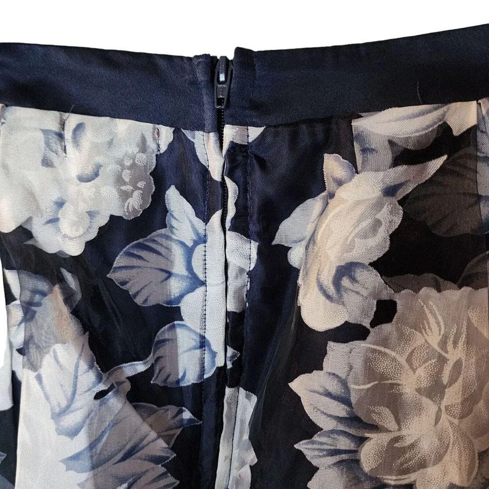 Nanette Lepore Girls Blue Floral Print Layered Satin Maxi Skirt Size XL 16 Years